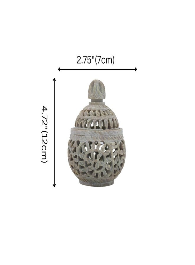 Natriel Elegant Soapstone T-Light Holder Carved Decorative Showpiece Oil Diffuser Natural and Handmade Product from Artisan (Flower) - Image 2