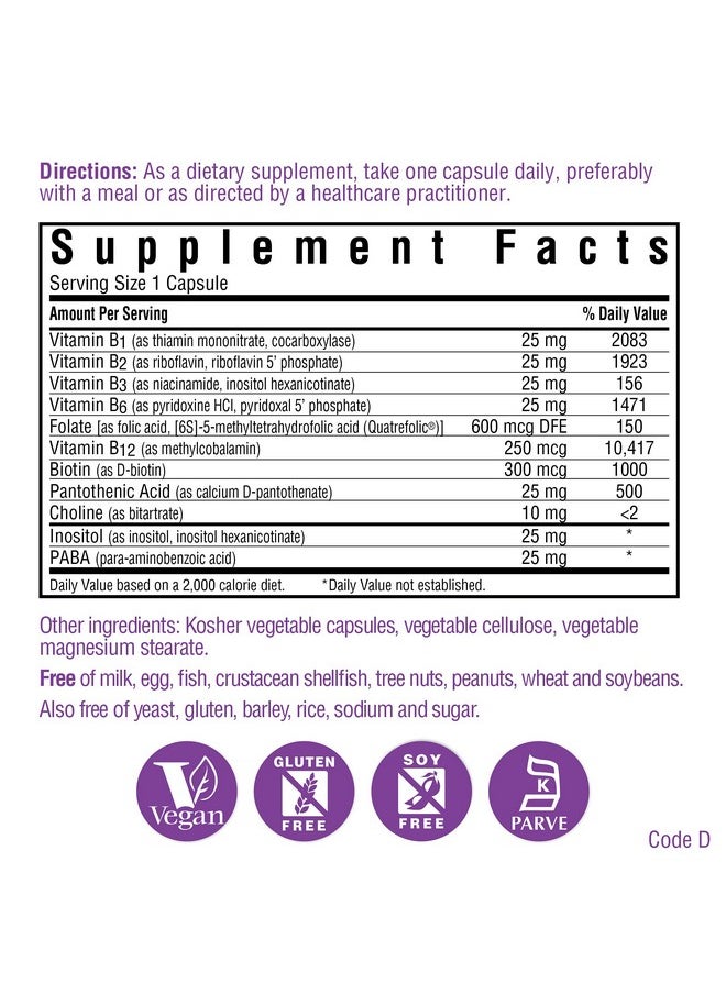 Bluebonnet Nutrition Cellular Active Coenzyme Bcomplex Contains A Full Spectrum Of B Vitamins Soyfree Glutenfree Kosher Certified Dairyfree Vegan 50 Vegetable Capsules 50 Servings  - Image 3