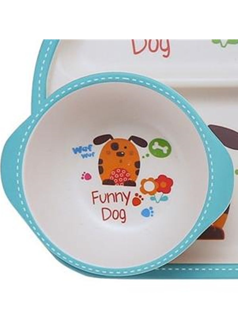 Tableware set bamboo fiber divided plate cute baby baby eating cartoon bowl divided food supplement tableware - Image 2