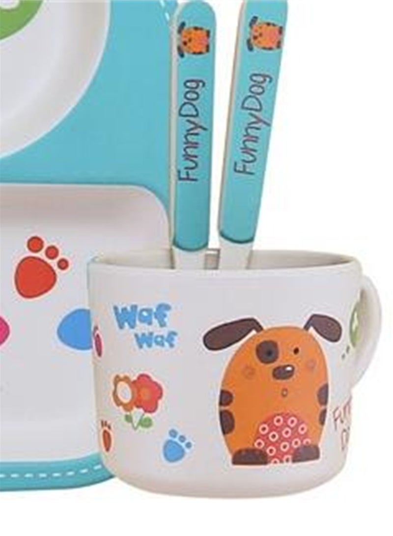 Tableware set bamboo fiber divided plate cute baby baby eating cartoon bowl divided food supplement tableware - Image 3
