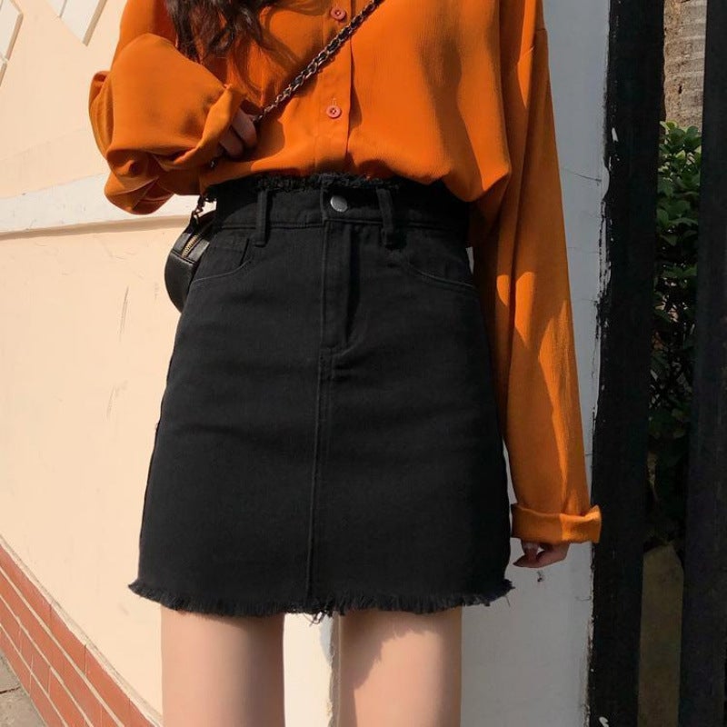 High-Waisted A-Line Skirt Summer Skirt White Skirt Women'S Summer Slim Versatile Denim Skirt Short Skirt - Image 4