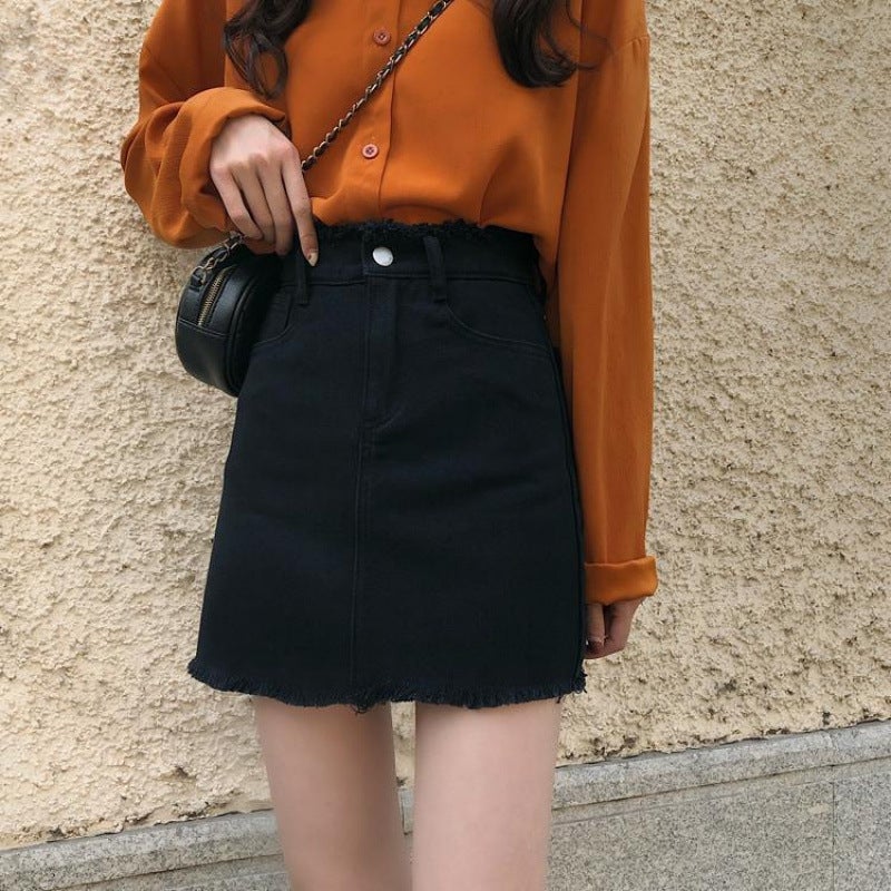 High-Waisted A-Line Skirt Summer Skirt White Skirt Women'S Summer Slim Versatile Denim Skirt Short Skirt - Image 5