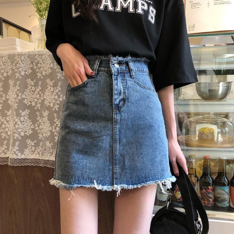 High-Waisted A-Line Skirt Summer Skirt White Skirt Women'S Summer Slim Versatile Denim Skirt Short Skirt - Image 3