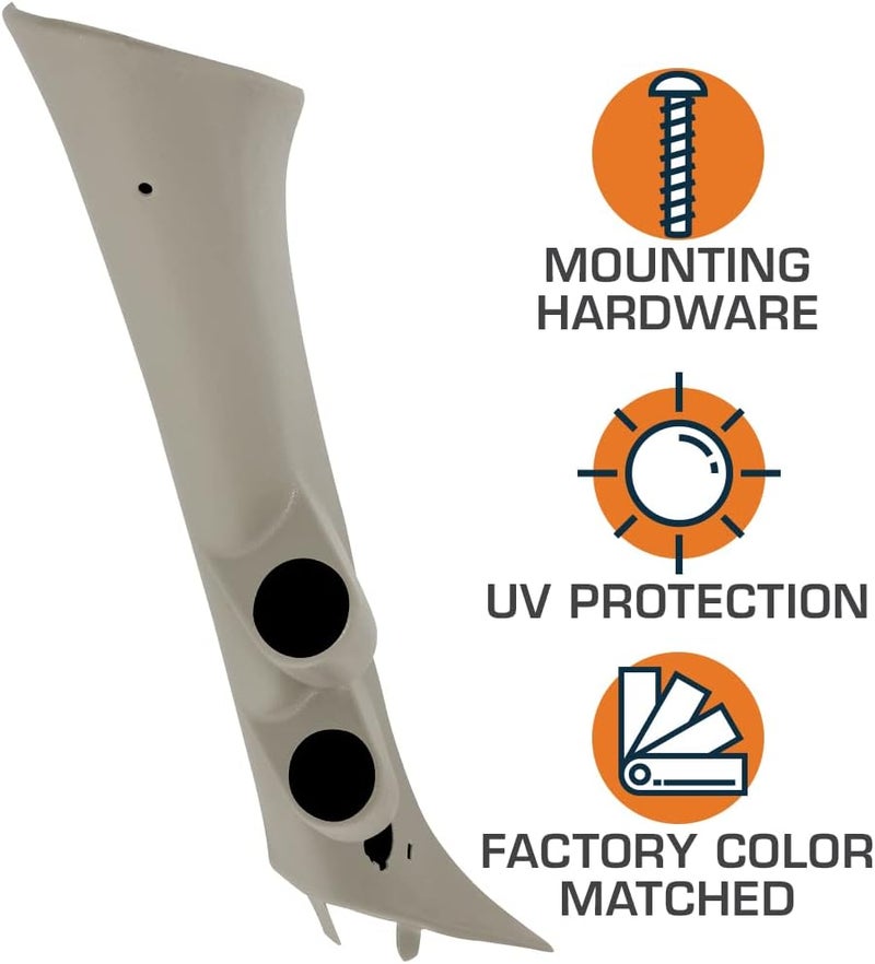 GLOWSHIFT Tan Full Size Dual Pillar Gauge Pod Compatible with Chevrolet Chevy Silverado Duramax 2007-2013 - A-Pillar Speaker Cutout - Factory Color Matched - Mounts (2) 2-1/16" (52mm) Gauges - Image 4