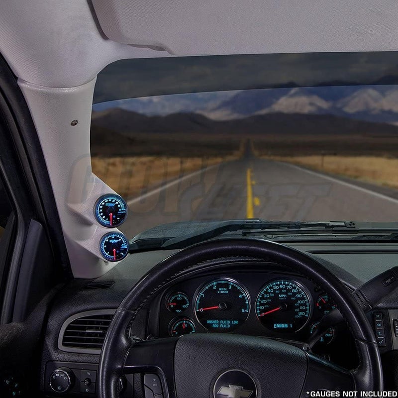 GLOWSHIFT Tan Full Size Dual Pillar Gauge Pod Compatible with Chevrolet Chevy Silverado Duramax 2007-2013 - A-Pillar Speaker Cutout - Factory Color Matched - Mounts (2) 2-1/16" (52mm) Gauges - Image 2