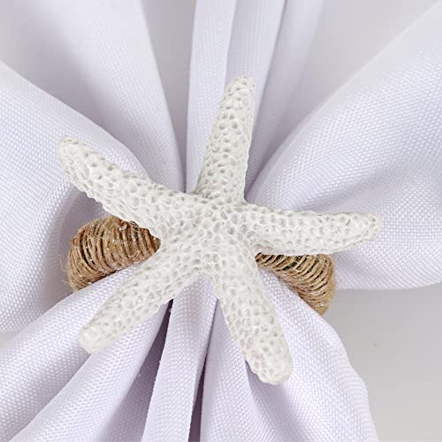 QIAOIDEA Coastal Star Fish Napkin Rings Set of 6, White Sea Starfish Napkin Ring Holder for Beach House, Dining Room Table, Party, Banquet, Birthday, Holiday, Coastal Beach Table Décor - Image 5