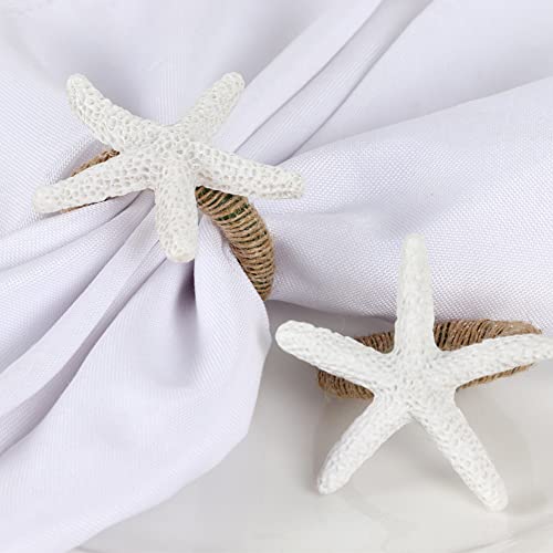 QIAOIDEA Coastal Star Fish Napkin Rings Set of 6, White Sea Starfish Napkin Ring Holder for Beach House, Dining Room Table, Party, Banquet, Birthday, Holiday, Coastal Beach Table Décor - Image 4