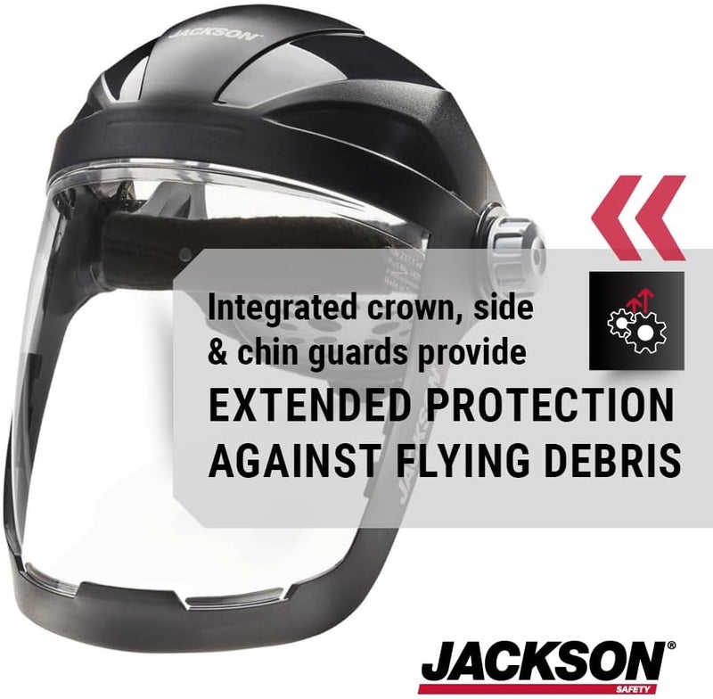 Jackson Safety درع الوجه QUAD 500 - نافذة مضادة للضباب مع واقي ذقن - ANSI Z87.1 و OSHA - (أنماط متعددة ورؤوس) - Image 3