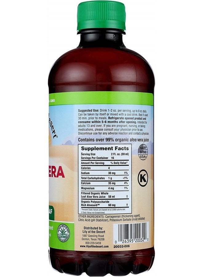 Lily Of the Desert Aloe Vera Gel, Preservative Free - Whole Leaf Filtered Thicker Consistency Aloe Vera Drink with Natural Vitamins, Digestive Enzymes for Gut Health, Wellness, Glowing Skin, 32 Fl Oz - Image 2
