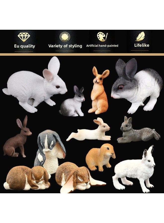 Simulation Solid Model Toy Set Rabbit White Rabbit Black And White Rabbit Ear-drooping Rabbit Rabbit Rabbit Farm Animal-Color:Little Yellow Rabbit 399 - Image 2