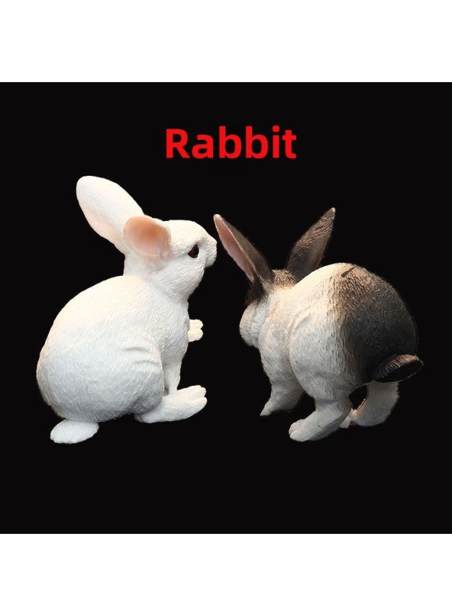 Simulation Solid Model Toy Set Rabbit White Rabbit Black And White Rabbit Ear-drooping Rabbit Rabbit Rabbit Farm Animal-Color:Little Yellow Rabbit 399 - Image 3