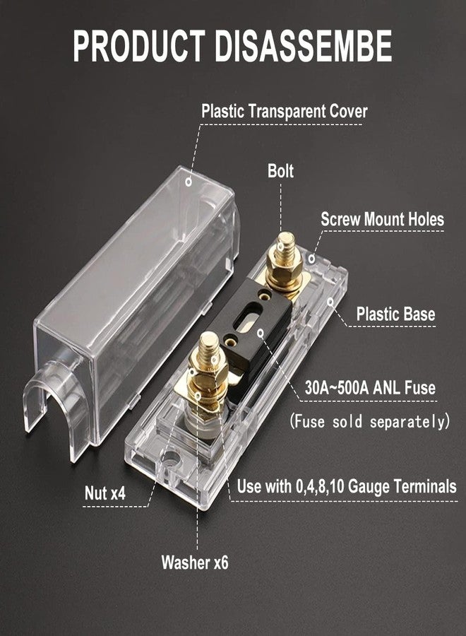 Baomain 2-Pack ANL Fuse Holder - Gold Plated, Clear Cover, for Car Audio/Truck - Image 3
