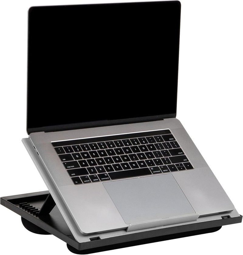 Mind Reader Lap Desk Laptop Stand, Bed Tray, Collapsible, Cushion, Portable, Dorm, Plastic, 14.75" L x 11" W x 7.3" H, Gray - Image 1