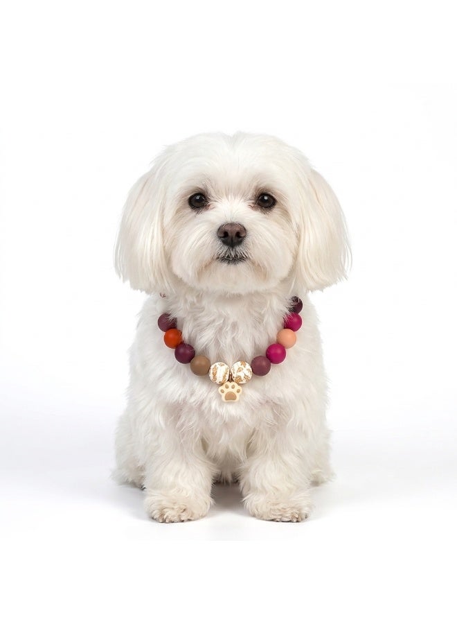 Chunky Beaded Charm Silicone Beaded Pet Cat / Dog Necklace / Collar - Small to Medium Breed - Image 1