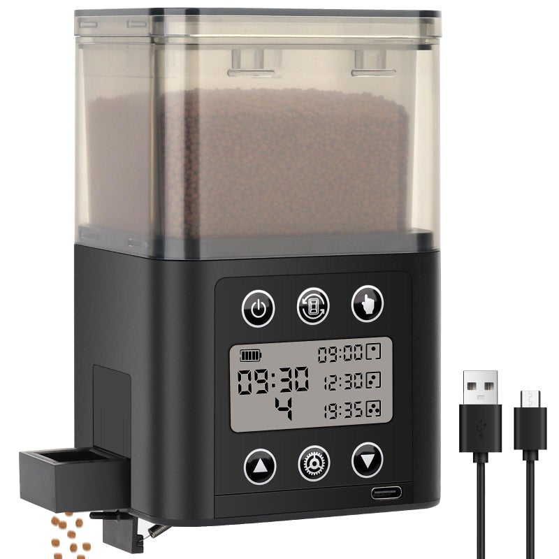 fishkeeper Smart Automatic Fish Feeder for Aquarium 2026 Upgraded 320ml Large Capacity USB Rechargeable Fish Feeder Automatic Dispenser with LCD Display Programmable Timer for Frequency Portion Control - Image 2