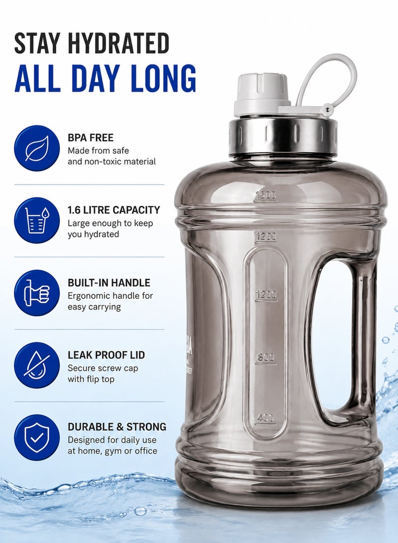 ZAICA 1.6L BPA-Free Sports Water Bottle with Handle, Leakproof Lid, Large Capacity Reusable Water Jug for Gym, Fitness, Hiking, Travel & Outdoor Activities - Image 2