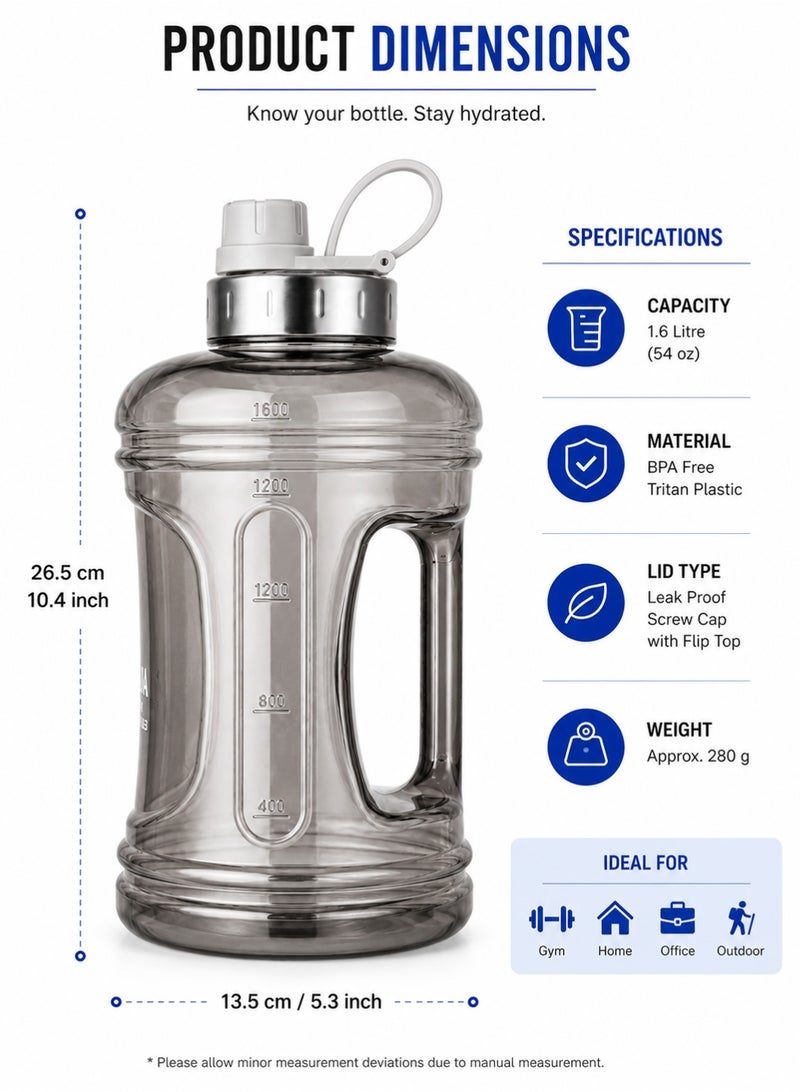 ZAICA 1.6L BPA-Free Sports Water Bottle with Handle, Leakproof Lid, Large Capacity Reusable Water Jug for Gym, Fitness, Hiking, Travel & Outdoor Activities - Image 5