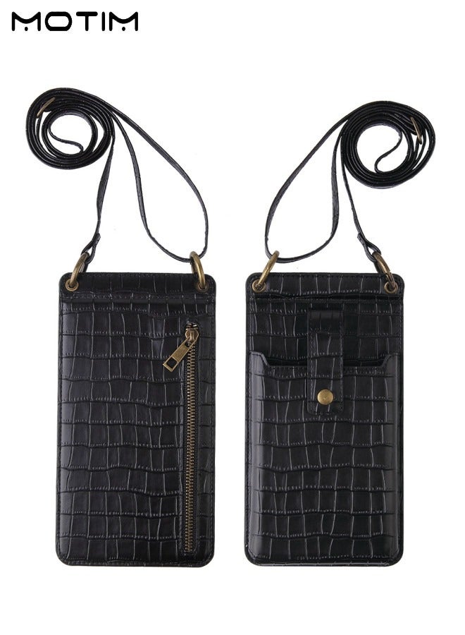 Motim Crossbody Wallet Phone Bag for iPhone 16/15/14/13/12/11 Series, Leather Shoulder Handbag Shockproof Mobile Phone Bag with Adjustable Strap and Zipper Pocket, Universal Phone Cases  - Image 4