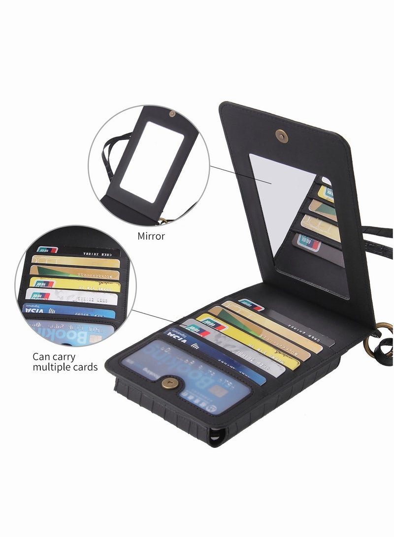 Motim Crossbody Wallet Phone Bag for iPhone 16/15/14/13/12/11 Series, Leather Shoulder Handbag Shockproof Mobile Phone Bag with Adjustable Strap and Zipper Pocket, Universal Phone Cases  - Image 2