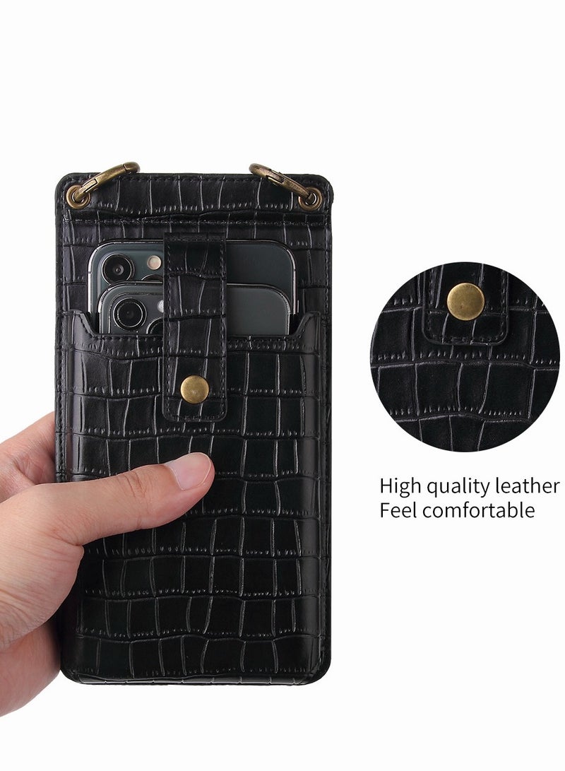 Motim Crossbody Wallet Phone Bag for iPhone 16/15/14/13/12/11 Series, Leather Shoulder Handbag Shockproof Mobile Phone Bag with Adjustable Strap and Zipper Pocket, Universal Phone Cases  - Image 5