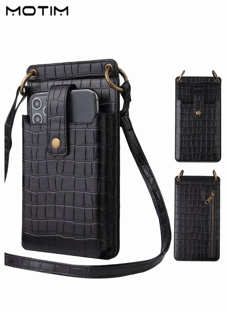 Motim Crossbody Wallet Phone Bag for iPhone 16/15/14/13/12/11 Series, Leather Shoulder Handbag Shockproof Mobile Phone Bag with Adjustable Strap and Zipper Pocket, Universal Phone Cases  - Image 1