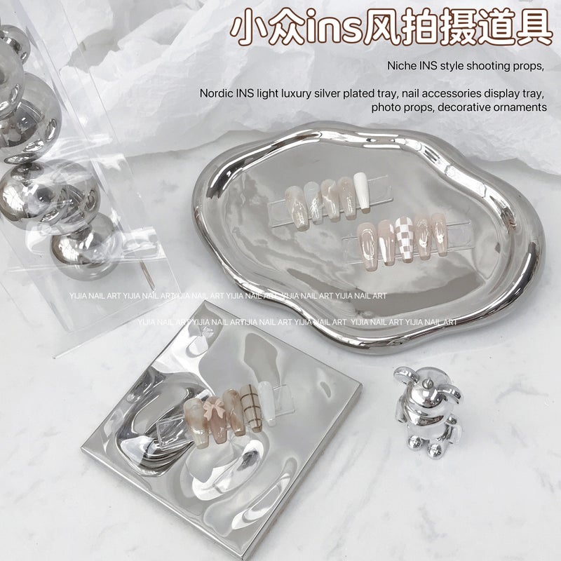 Ins Nail Pography Props Irregular Water Ripple Silver Dust Brush Background Tool Decoration Shooting Internet Celebrity - Image 2