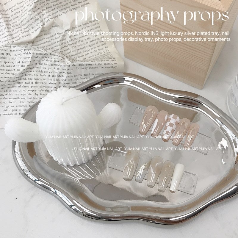 Ins Nail Pography Props Irregular Water Ripple Silver Dust Brush Background Tool Decoration Shooting Internet Celebrity - Image 3
