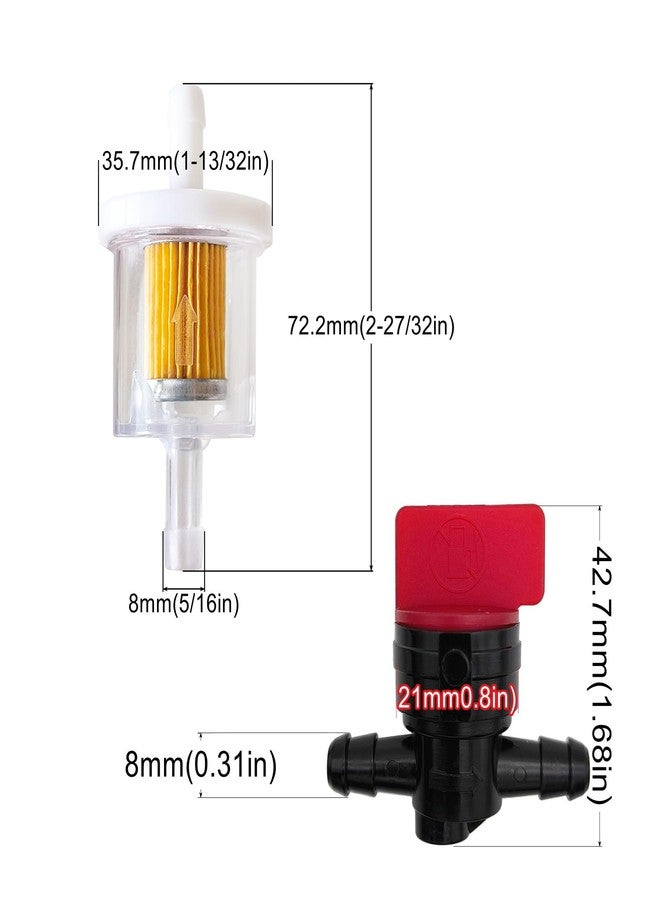 YGQ 1/4" x 25" Fuel Line Hose + Inline Fuel Filter + Fuel Shut Off Valve Compatible with Briggs & Stratton 5414K 283207 791850 95162S 691035 698183 Lawn Mower Small Engines w/ 8 Clamps - Image 3