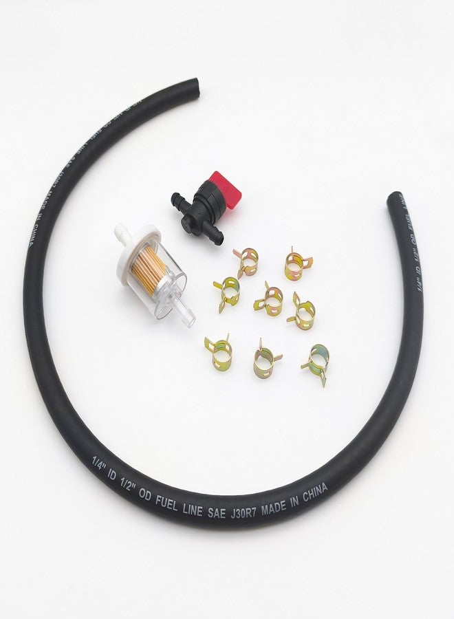 YGQ 1/4" x 25" Fuel Line Hose + Inline Fuel Filter + Fuel Shut Off Valve Compatible with Briggs & Stratton 5414K 283207 791850 95162S 691035 698183 Lawn Mower Small Engines w/ 8 Clamps - Image 5