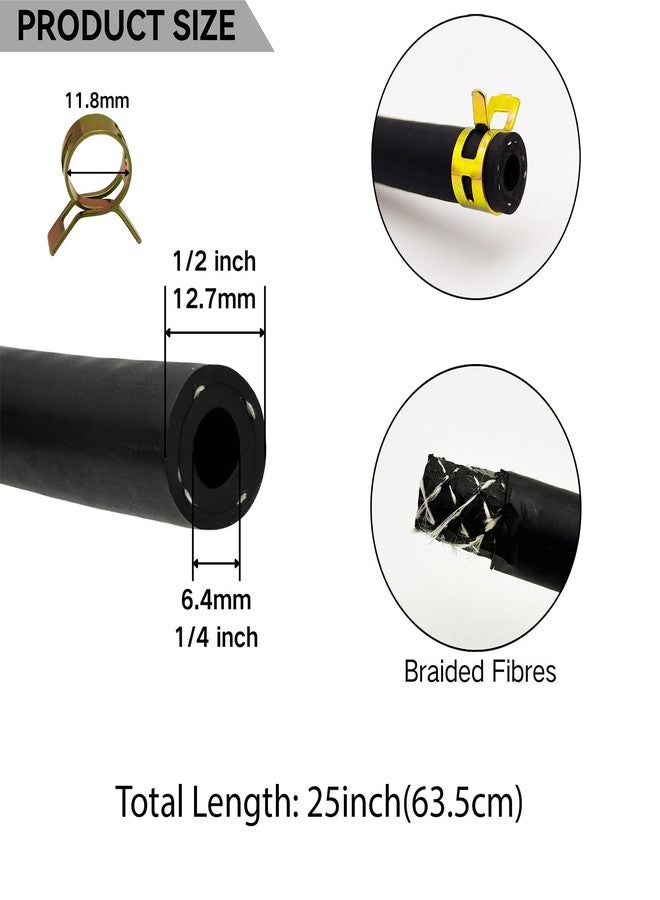 YGQ 1/4" x 25" Fuel Line Hose + Inline Fuel Filter + Fuel Shut Off Valve Compatible with Briggs & Stratton 5414K 283207 791850 95162S 691035 698183 Lawn Mower Small Engines w/ 8 Clamps - Image 2