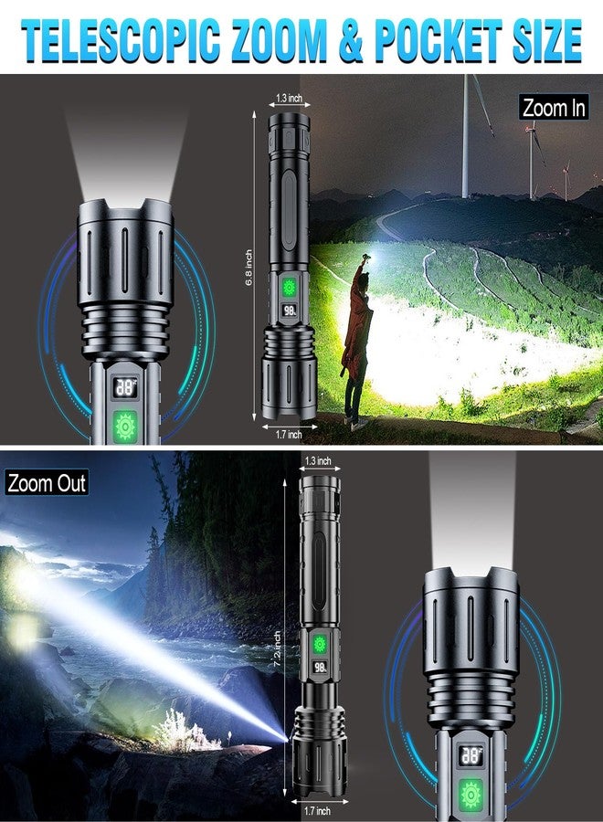 Hoxida Flashlights 2000 High Lumens Rechargeable - 1500 Meters Long Beam Super Bright LED Flash Light with Power Display & IPX5 Waterproof for Camping, 20H Runtime,5 Modes,Zoomable with Belt Holsters - Image 4