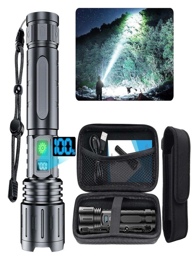 Hoxida Flashlights 2000 High Lumens Rechargeable - 1500 Meters Long Beam Super Bright LED Flash Light with Power Display & IPX5 Waterproof for Camping, 20H Runtime,5 Modes,Zoomable with Belt Holsters - Image 1
