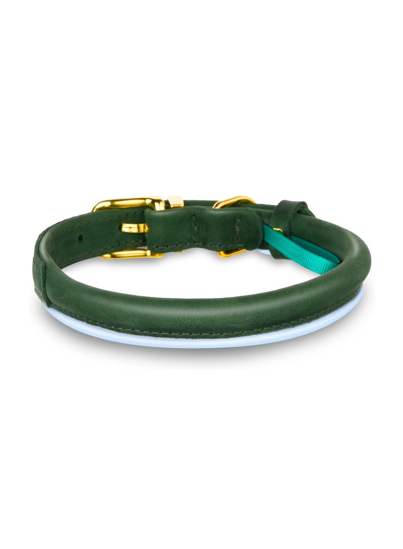 Reflective Rolled Leather Dog Collar for Small Medium Large Dogs Puppy 8 Colors 7 Sizes - Image 3