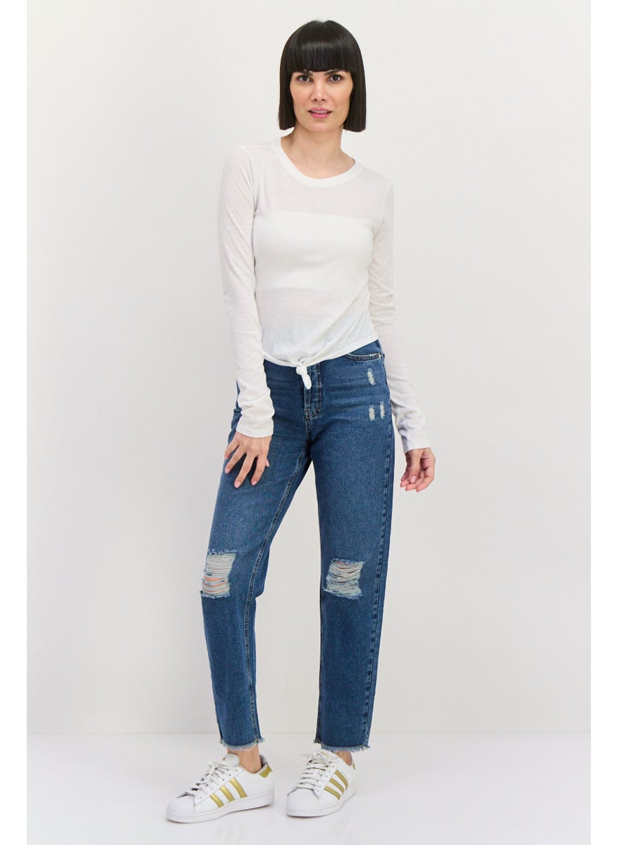 NIA Women Plain Long Sleeve Top, White  - Image 4