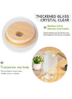LEDIN Can Glass with Lids and Straw Can Shaped Glass Cups 16oz Glass Cups Drinking Glasses Iced Coffee Glasses Cup Smoothie Cups Tumbler Glass Reusable Boba Cup Drinking Glasses Set of 2  - Image 5