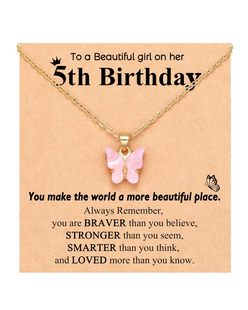UNGENT THEM 5 Year Old Girl Birthday Gift Ideas Gifts for 5 Year Old Little Girls 5th Birthday Decorations Necklace - Image 1