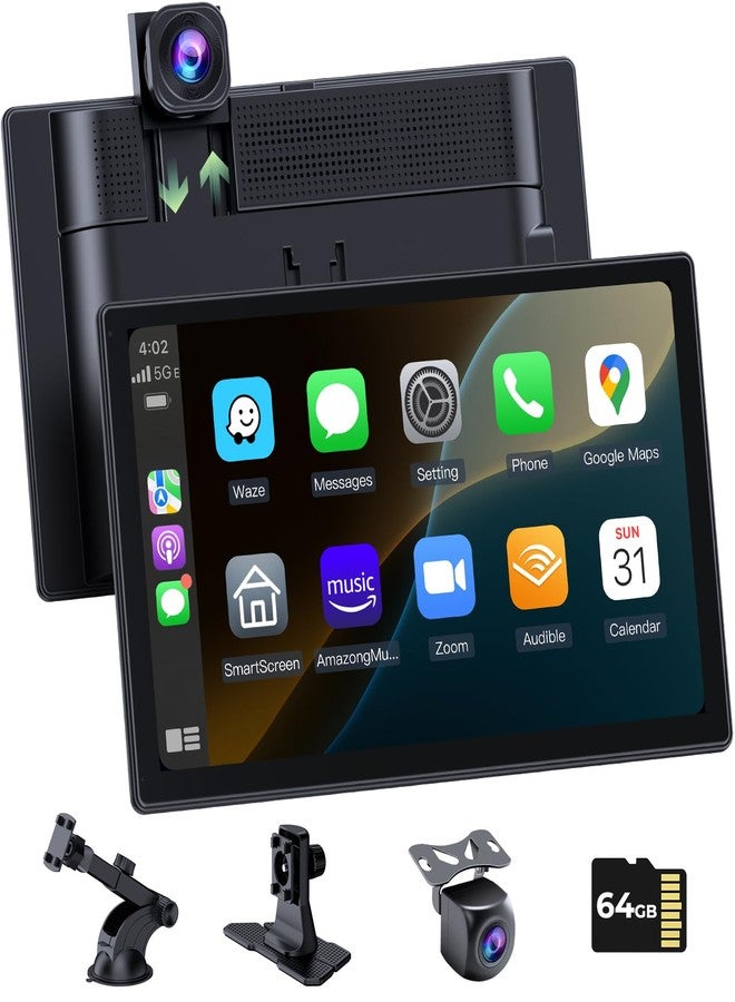 aphqua [2025 Upgrade] Apple Carplay Screen for Car&Android Auto Screen with 4K Dash Cam,Backup Camera,Portable 9" HD IPS Screen for Car,GPS Navigation,Bluetooth,AirPlay,AUX/FM for All Vehicles - Image 1