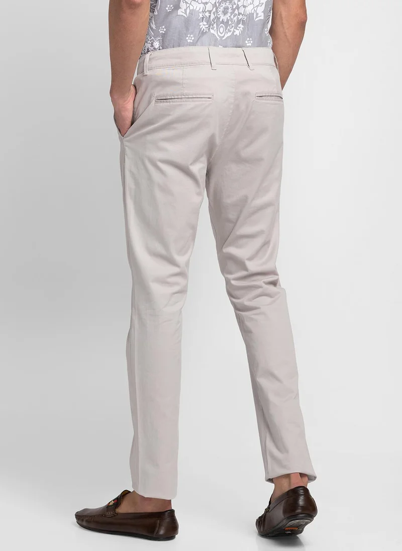 Being Human STONE GREY Men Mid-Rise Cotton Chinos Slim Fit Trousers for Men | Best Price UAE