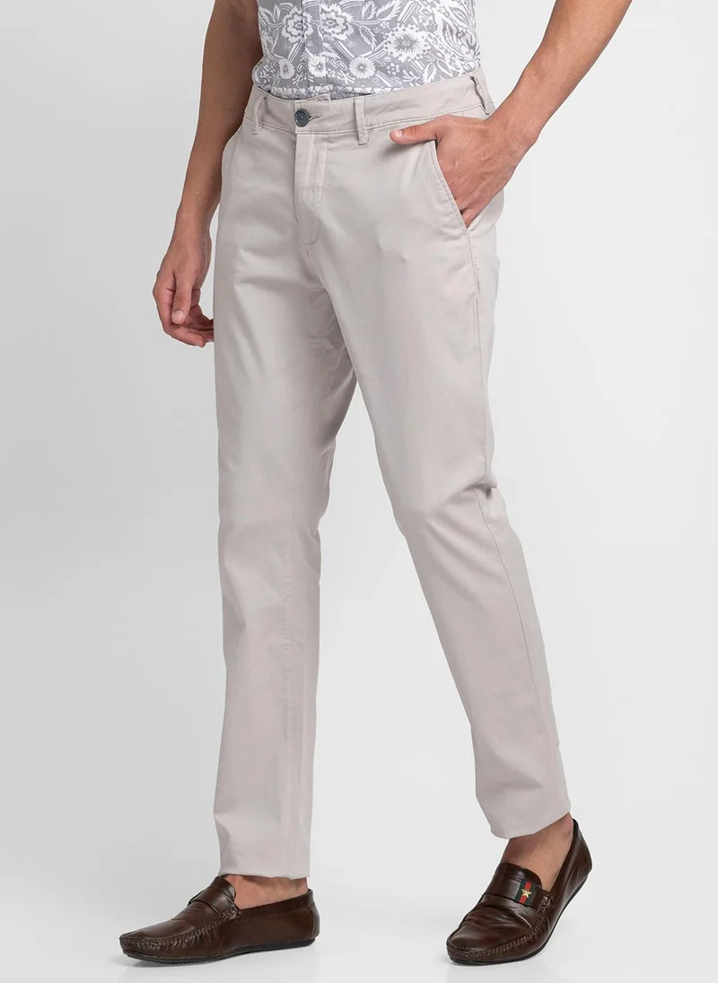 Being Human STONE GREY Men Mid-Rise Cotton Chinos Slim Fit Trousers for Men | Best Price UAE