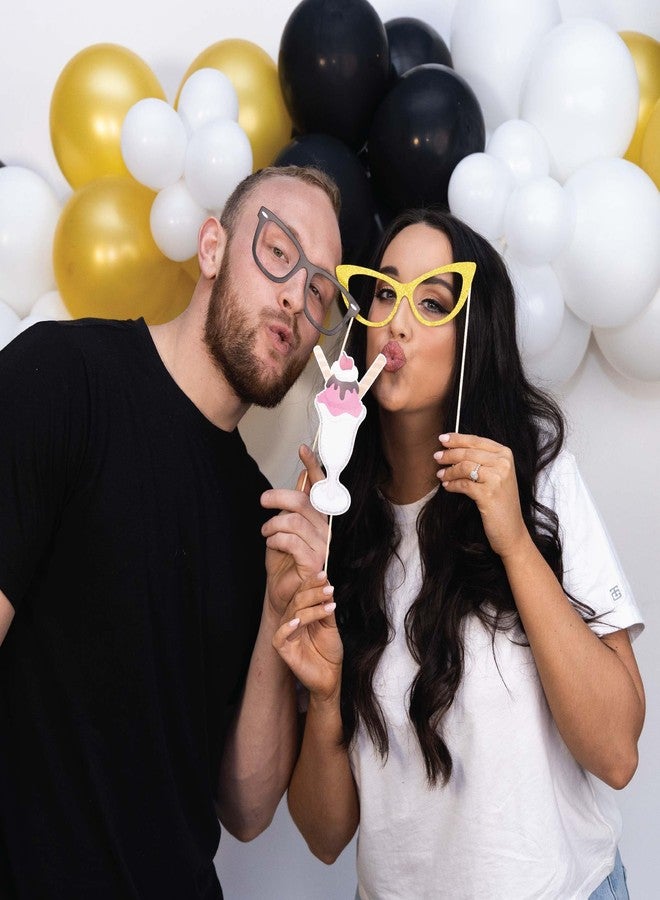 Outside The Booth 50s Photo Booth Props - 41-pc Photo Booth Kit with 8 x 10-Inch Sign, 60 Adhesive Pads, 45 Sticks - Sock Hop Party Decorations - Fifties Theme Photo Booth Props - Image 4