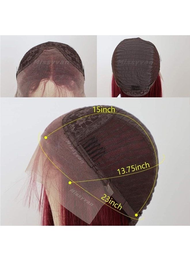 Missyvan - Burgundy Hair Lace Front Wig Long Straight Hair Wigs Glueless 99J Red Synthetic Lace Front Wigs for Fashion Women Heat Resistant Fiber Hair - Image 1
