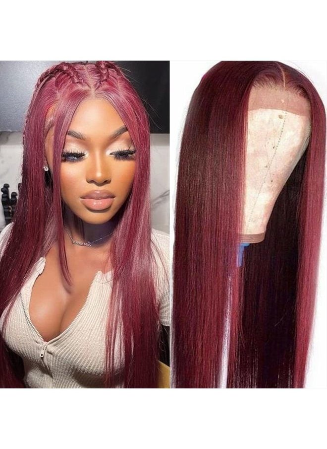 Missyvan - Burgundy Hair Lace Front Wig Long Straight Hair Wigs Glueless 99J Red Synthetic Lace Front Wigs for Fashion Women Heat Resistant Fiber Hair - Image 1
