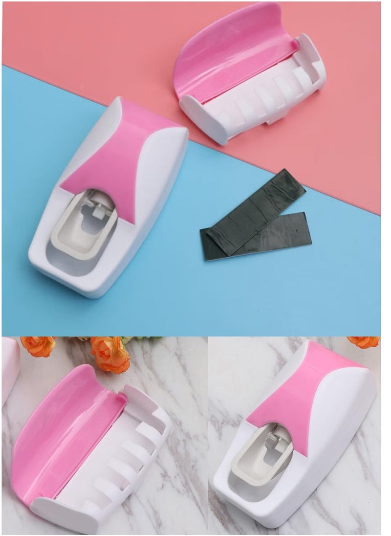 co arma - Automatic Toothpaste Dispenser with 5 Toothbrush Holder Self Adhesive Multicolor - Image 1