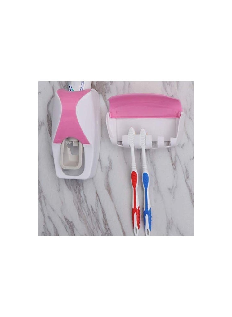 co arma - Automatic Toothpaste Dispenser with 5 Toothbrush Holder Self Adhesive Multicolor - Image 1