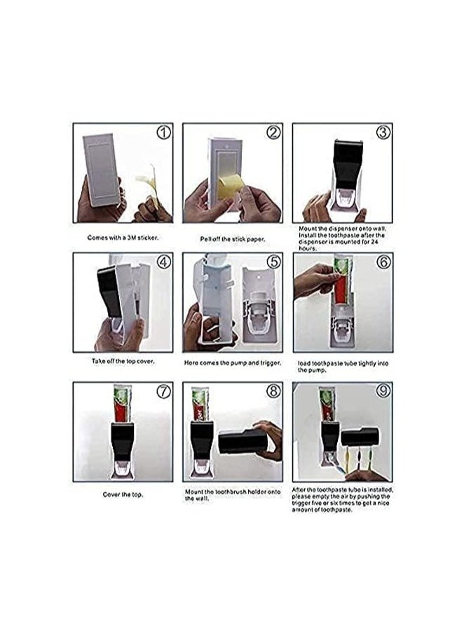 co arma - Automatic Toothpaste Dispenser with 5 Toothbrush Holder Self Adhesive Multicolor - Image 1