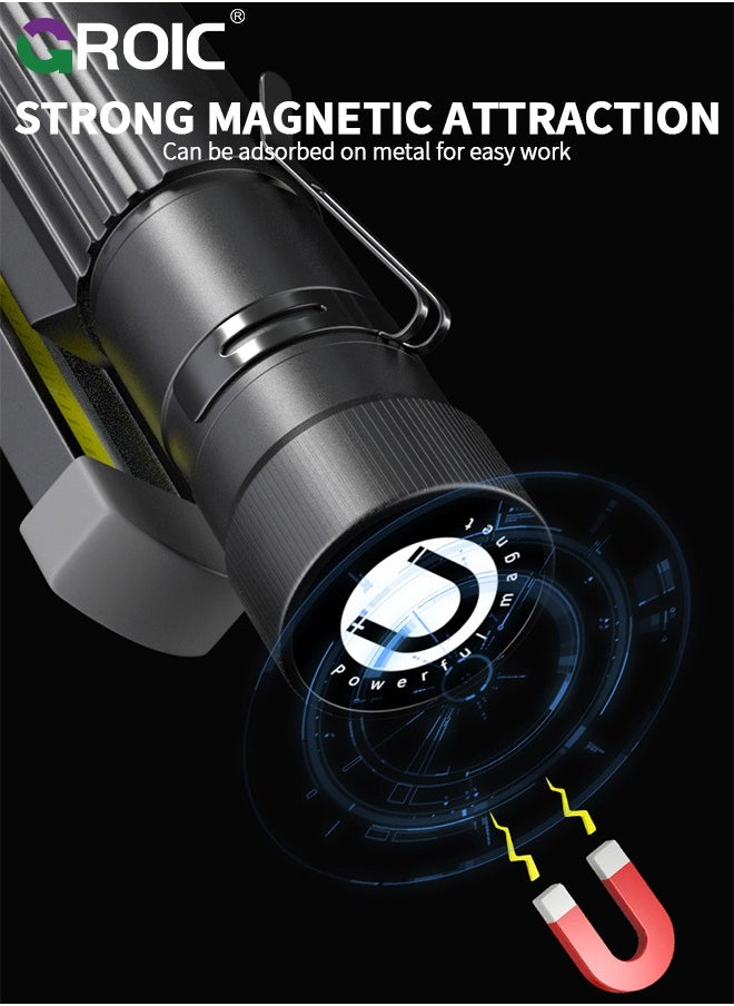 GROIC Work Light, Rechargeable LED Work Light 1100 Lumens Bright Magnetic Underhood Light 5 Modes, 360°Foldable & Rotate Portable Cordless Mechanic Flashlight for Car Repairing/Emergency/Garage  - Image 4