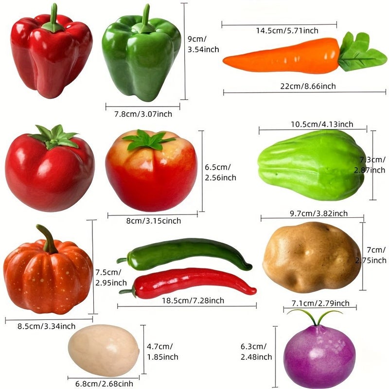 Set Of 12 Realistic Fruits And Vegetables For Home Decoration Dining Table Cabinet - Image 3