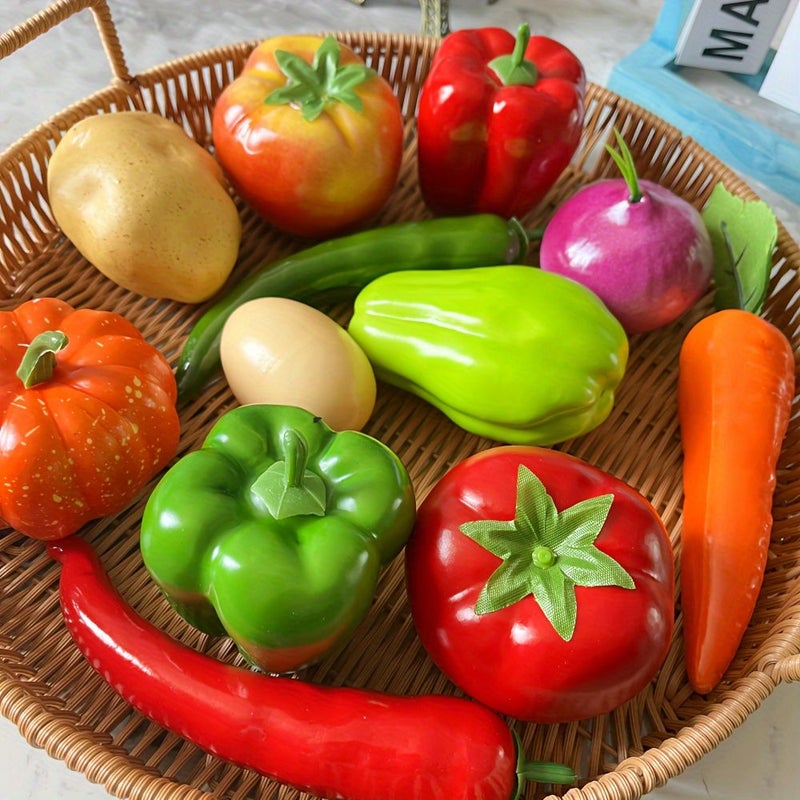 Set Of 12 Realistic Fruits And Vegetables For Home Decoration Dining Table Cabinet - Image 2