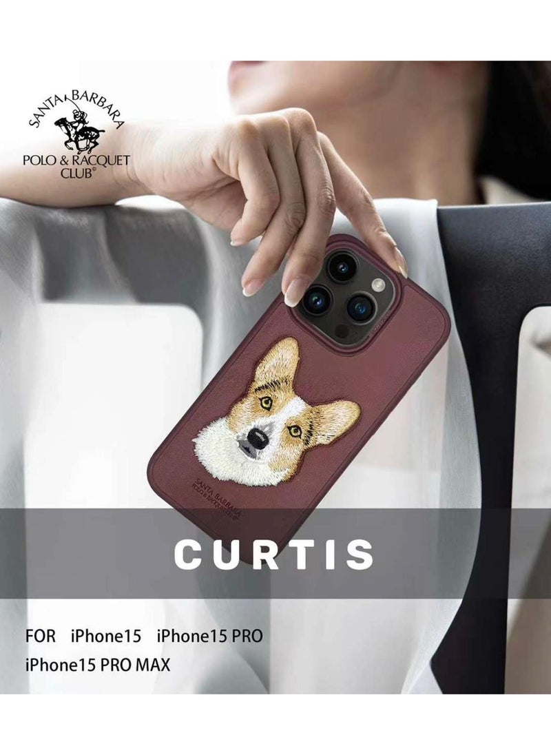 SANTA BARBARA POLO & RACQUET CLUB Polo Curtis Series Embroidery Dog Phone Case for iPhone 15 Pro | Luxury PU Leather, Threaded Embroidery, Shockproof, Scratch-Resistant, Soft Grip, Drop Protection, Precise Cutouts for Camera & Ports - Black  - Image 4