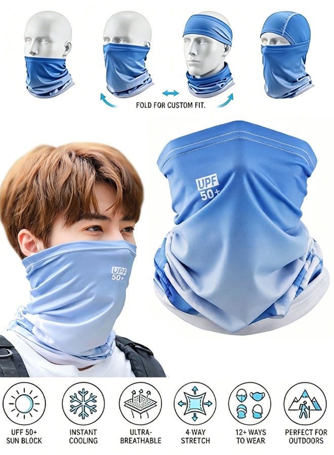 Wffo Ice Silk Mask - UPF 50+ UV Protection - Multifunctional Mask - Summer Breathable Face Cover for Men Women, Hiking Cycling Fishing - Glacial Snow - Image 1